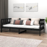 Lit de jour sans matelas noir bois de pin massif 80x200 cm