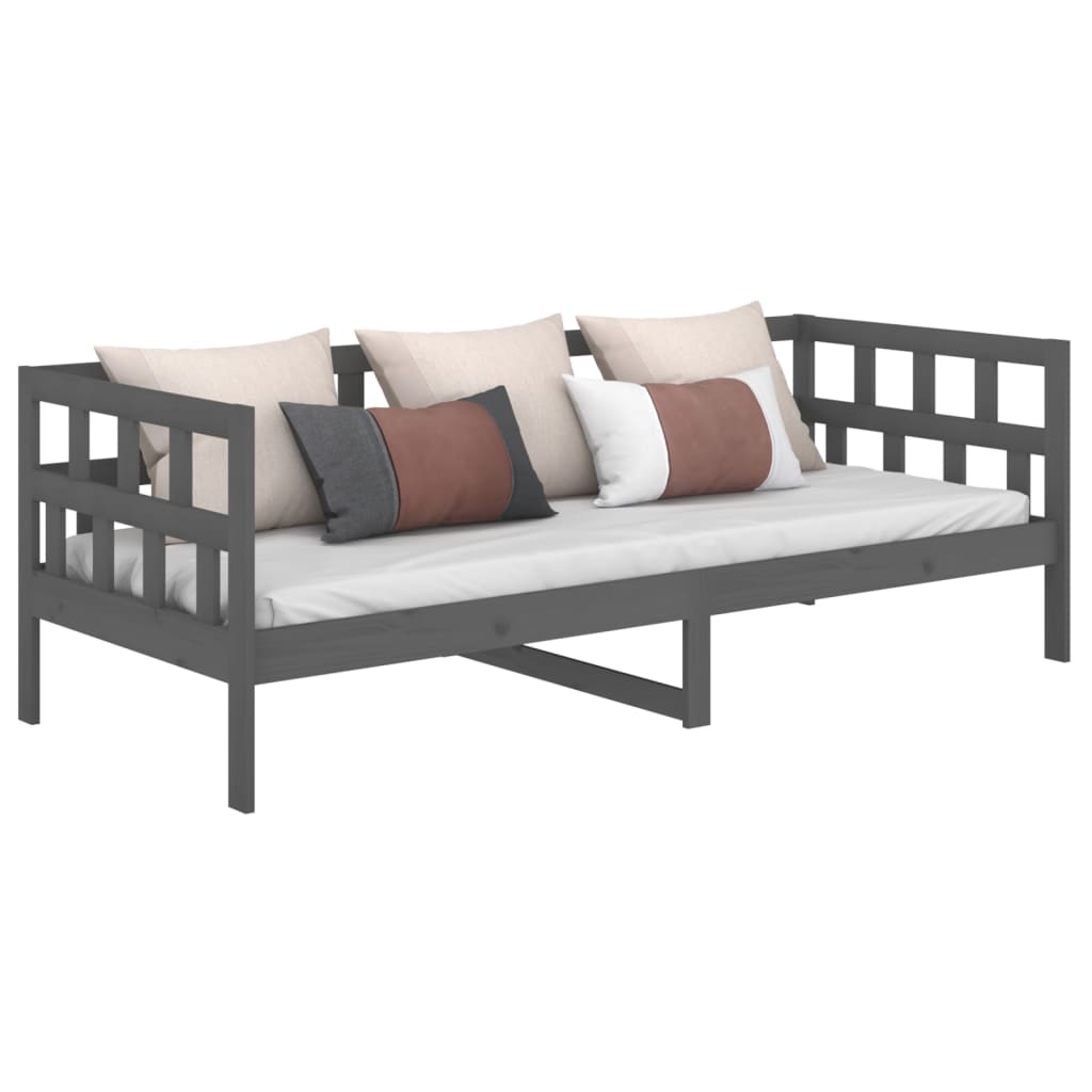 Lit de jour sans matelas gris bois de pin massif 90x190 cm