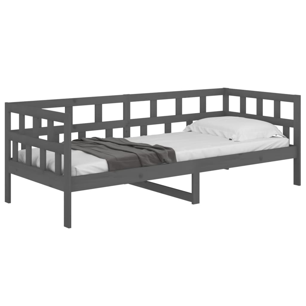 Lit de jour sans matelas gris bois de pin massif 90x190 cm