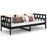 Lit de jour sans matelas noir bois de pin massif 90x190 cm