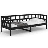 Lit de jour sans matelas noir bois de pin massif 90x190 cm