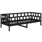 Lit de jour sans matelas noir bois de pin massif 90x190 cm