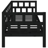 Lit de jour sans matelas noir bois de pin massif 90x190 cm