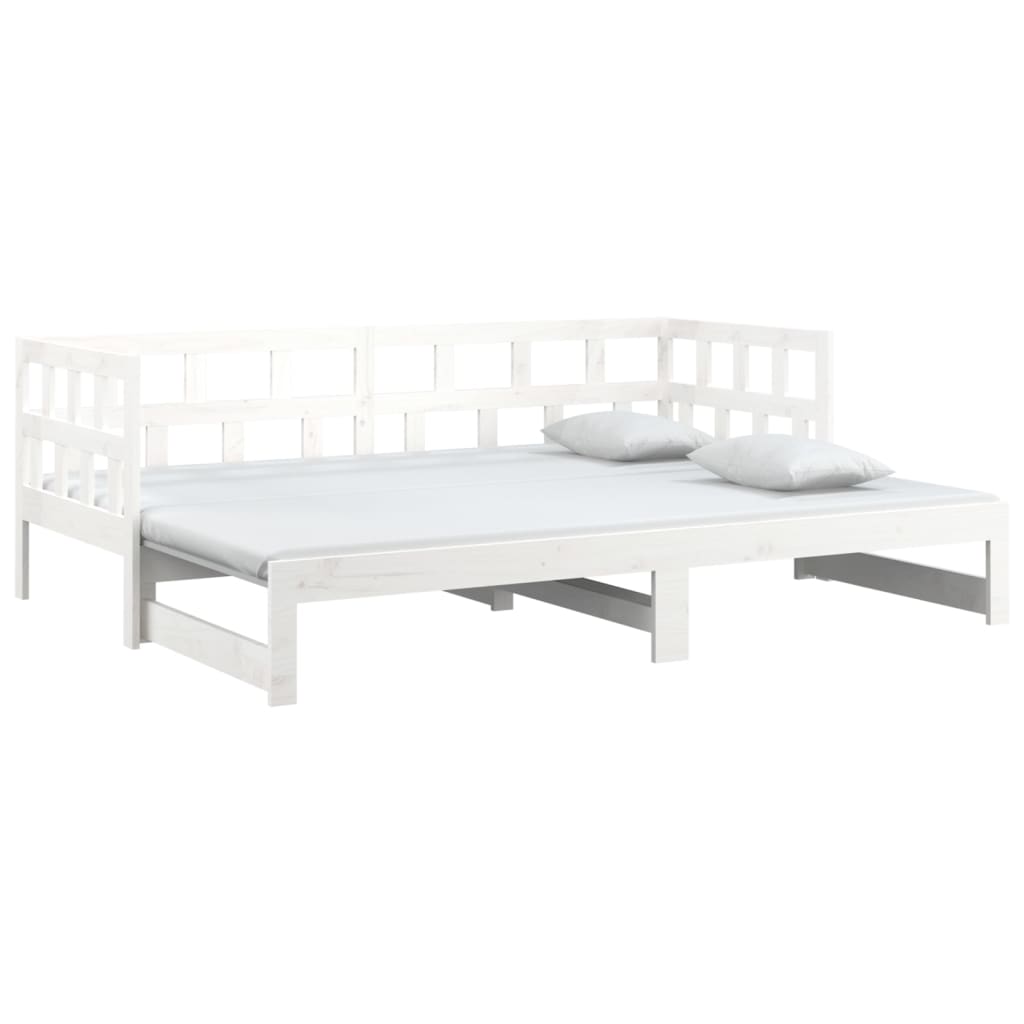 Lit coulissant sans matelas blanc 2x(90x200) cm