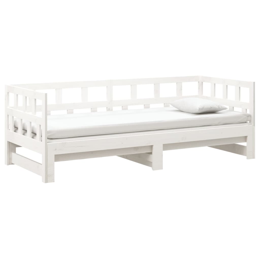 Lit coulissant sans matelas blanc 2x(90x200) cm