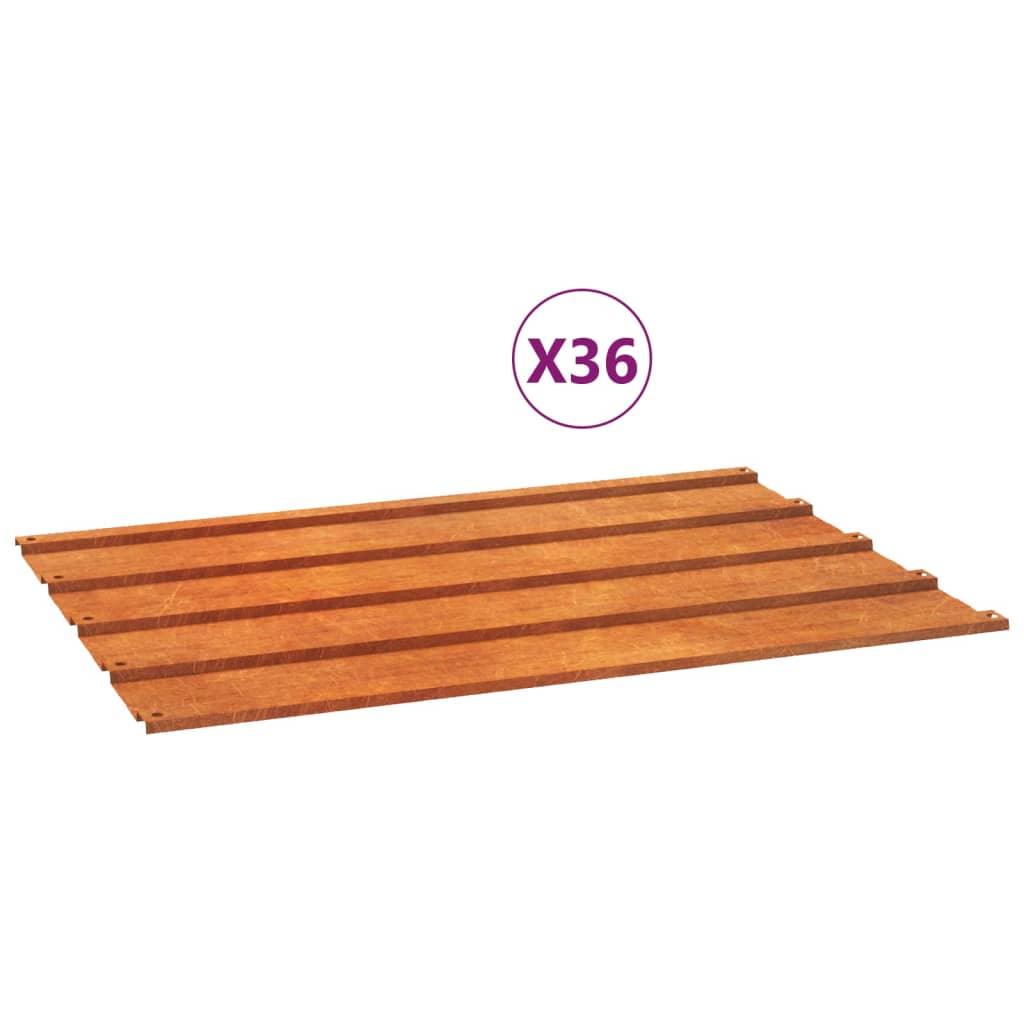 Panneaux de toiture 36 pcs rouillé 60x44 cm Acier corten