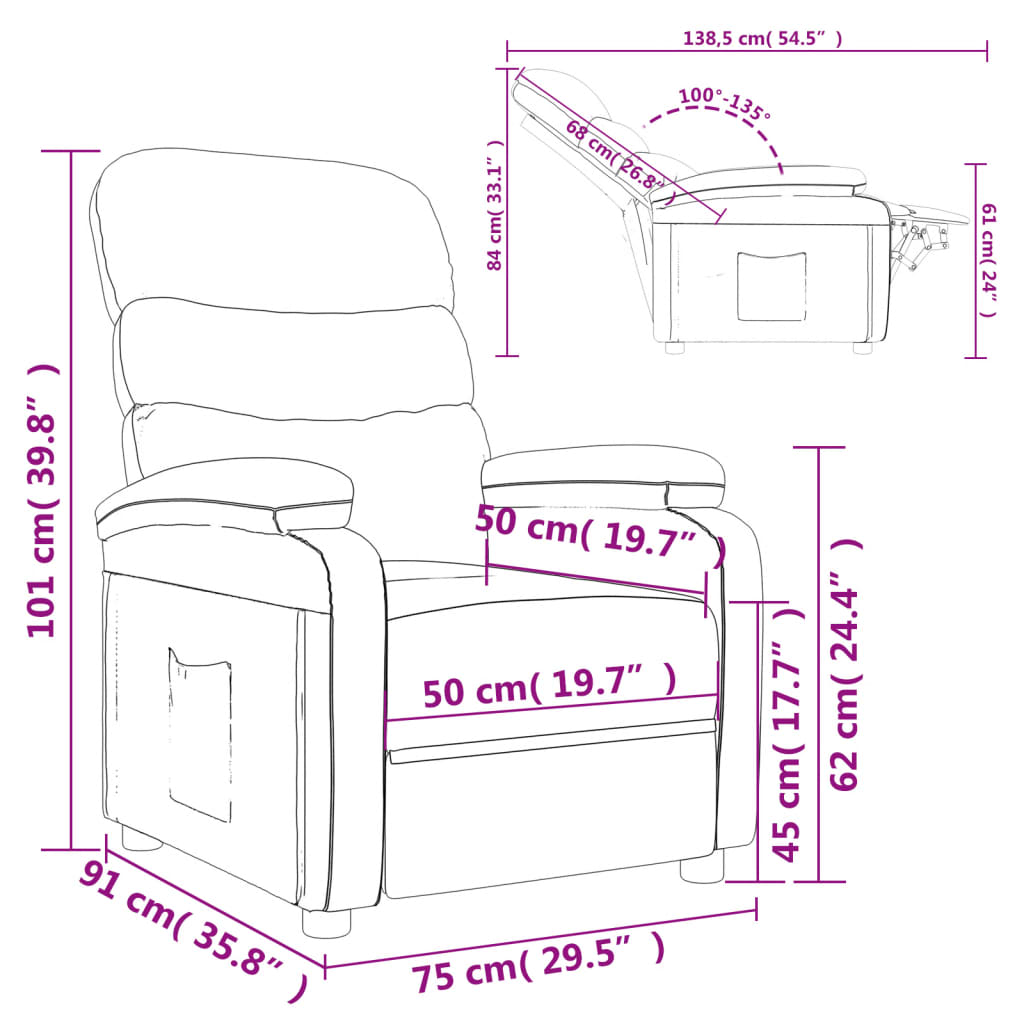 Fauteuil inclinable Rouge bordeaux Tissu