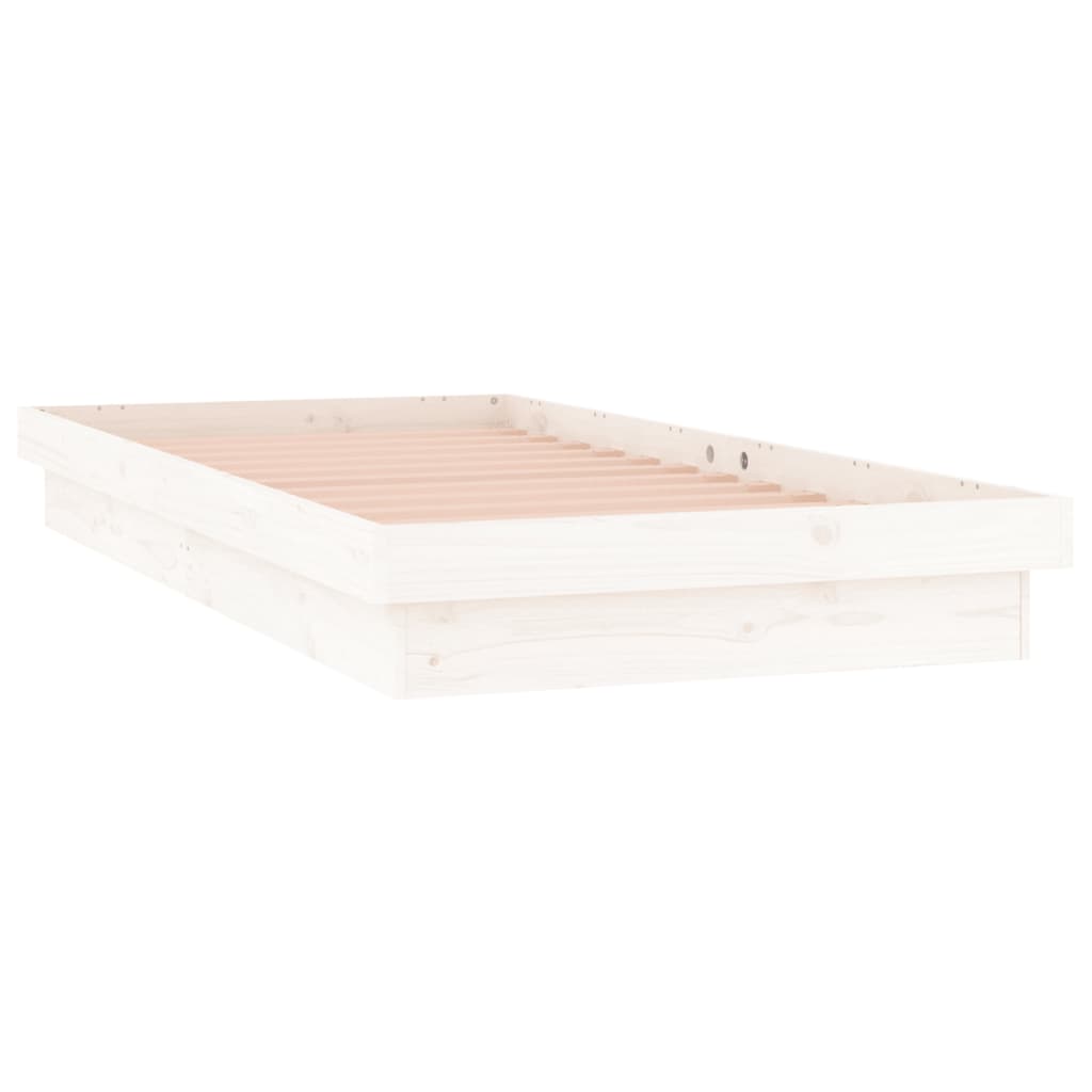 Cadre de lit à LED sans matelas blanc 100x200 cm bois massif