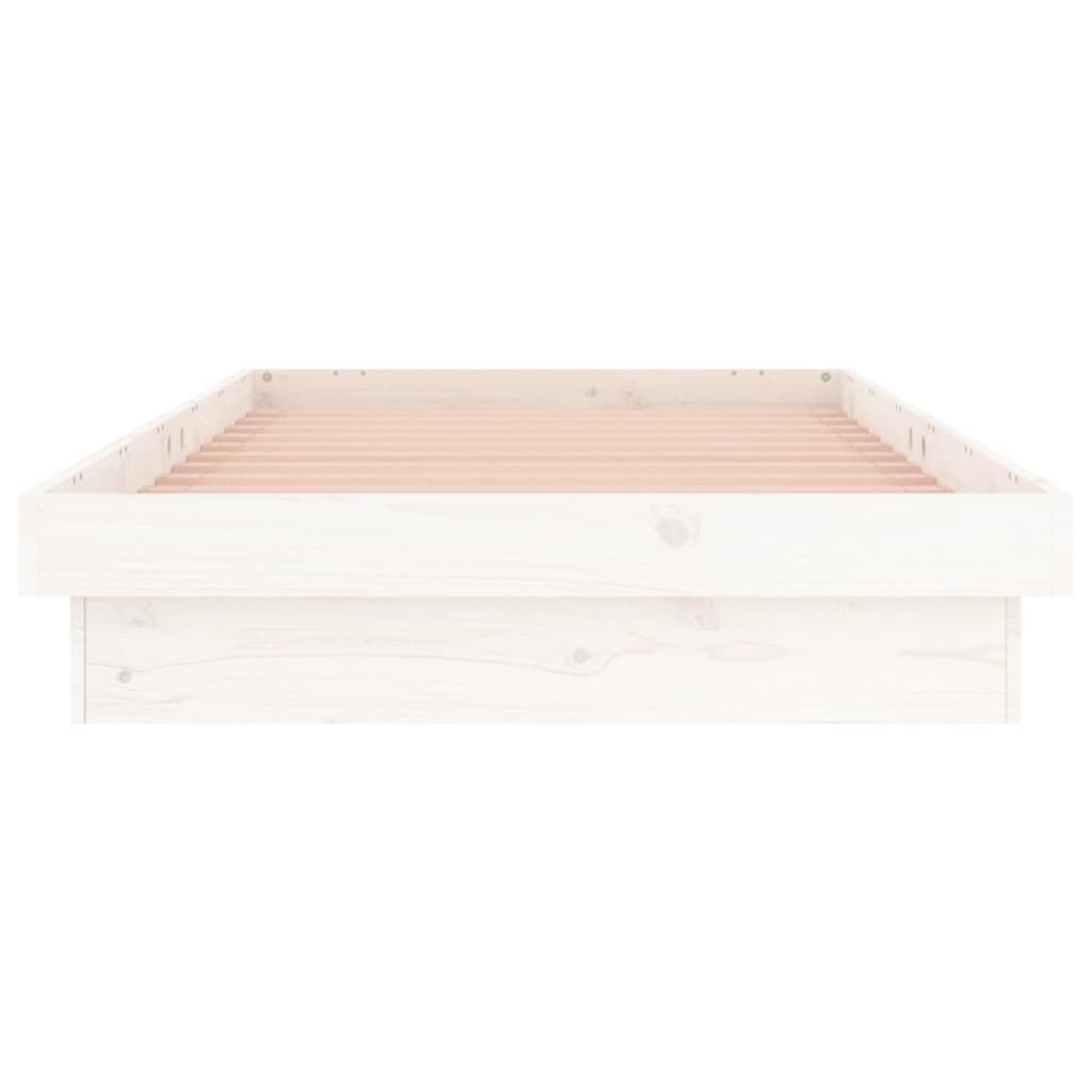 Cadre de lit à LED sans matelas blanc 100x200 cm bois massif