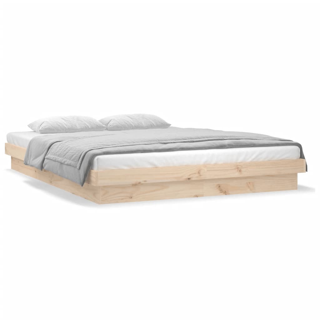 Cadre de lit à LED sans matelas 120x200 cm bois massif