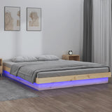 Cadre de lit à LED sans matelas 120x200 cm bois massif