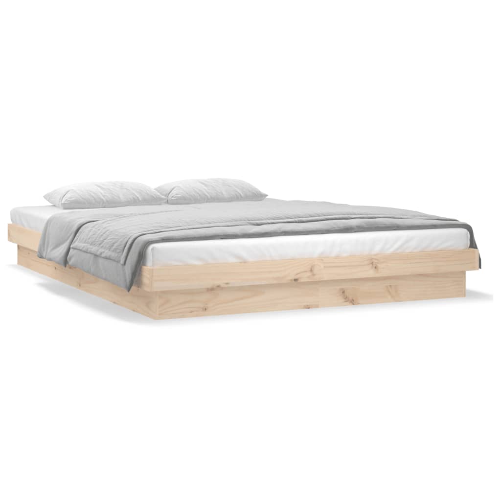 Cadre de lit à LED sans matelas 200x200 cm bois massif