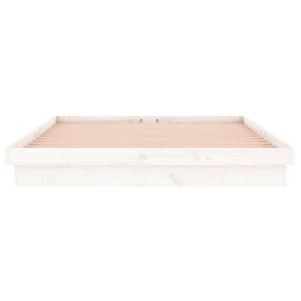 Cadre de lit à LED sans matelas blanc 200x200 cm bois massif