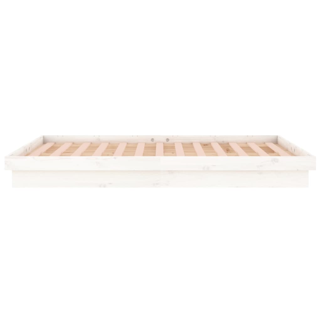 Cadre de lit à LED sans matelas blanc 200x200 cm bois massif