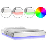 LED bed frame without mattress white solid wood