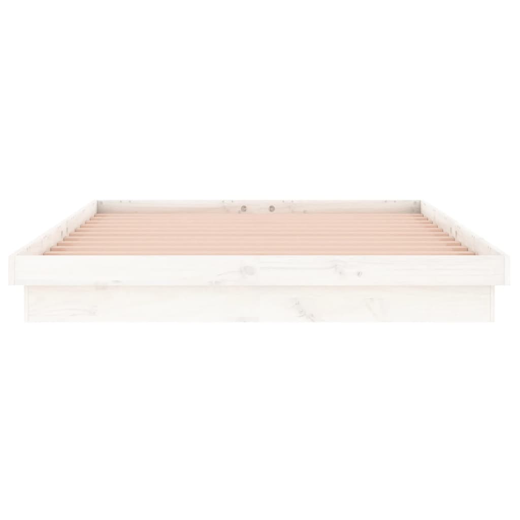 LED bed frame without mattress white solid wood