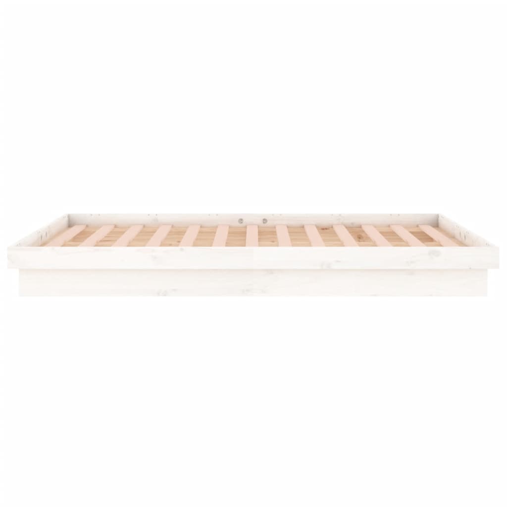 LED bed frame without mattress white solid wood