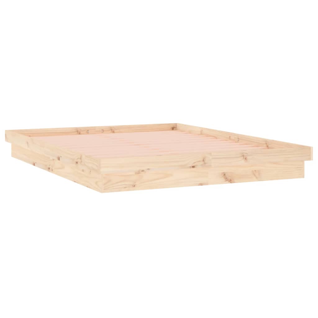 Cadre de lit à LED sans matelas 140x190 cm bois massif