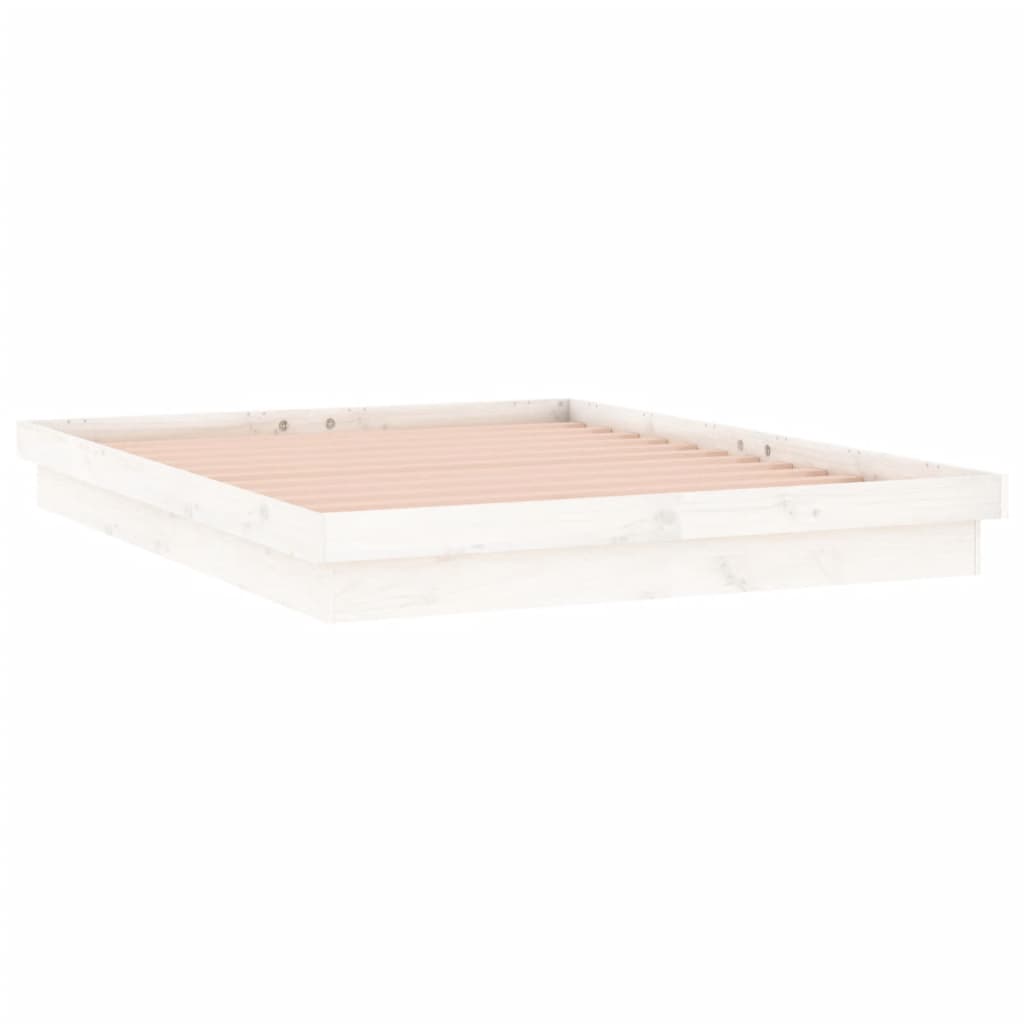 Cadre de lit à LED sans matelas blanc 140x190 cm bois massif