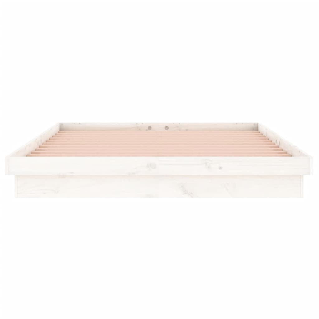 Cadre de lit à LED sans matelas blanc 140x190 cm bois massif