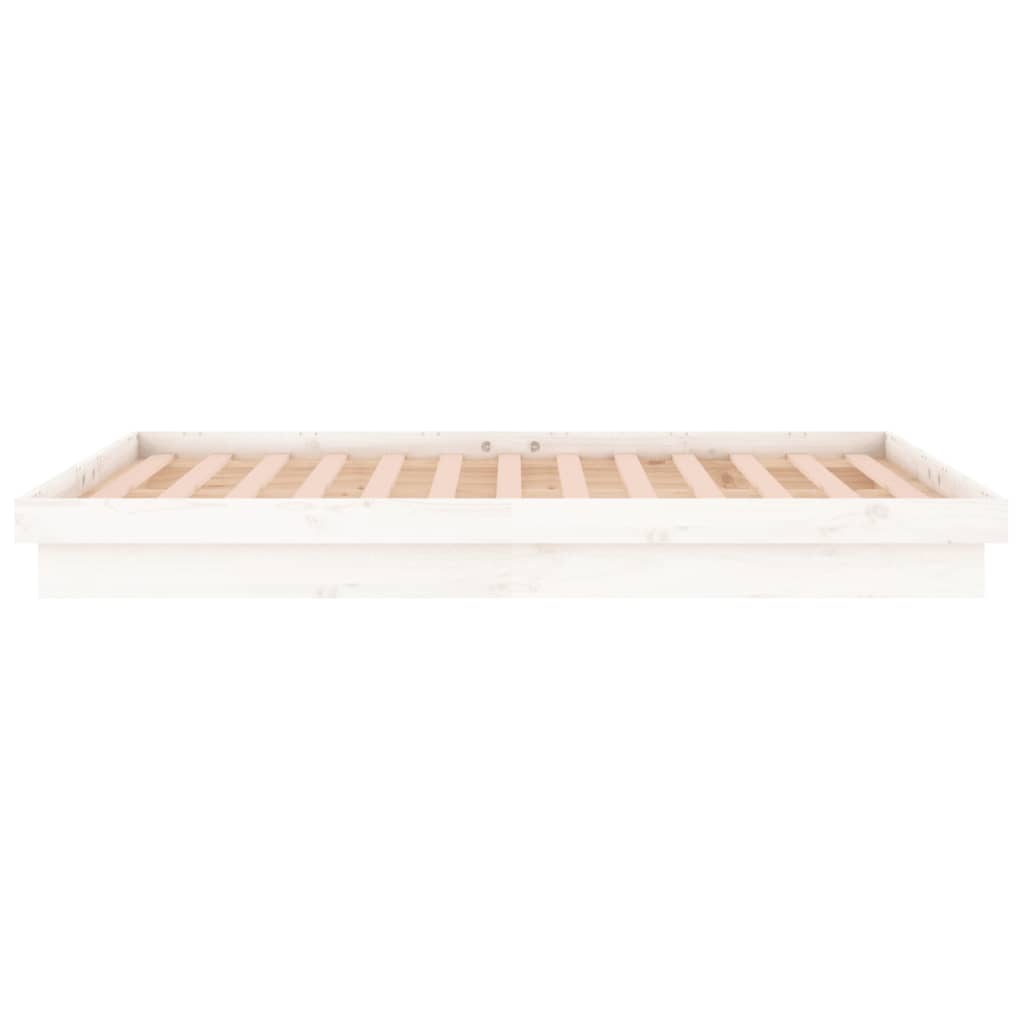 Cadre de lit à LED sans matelas blanc 140x190 cm bois massif