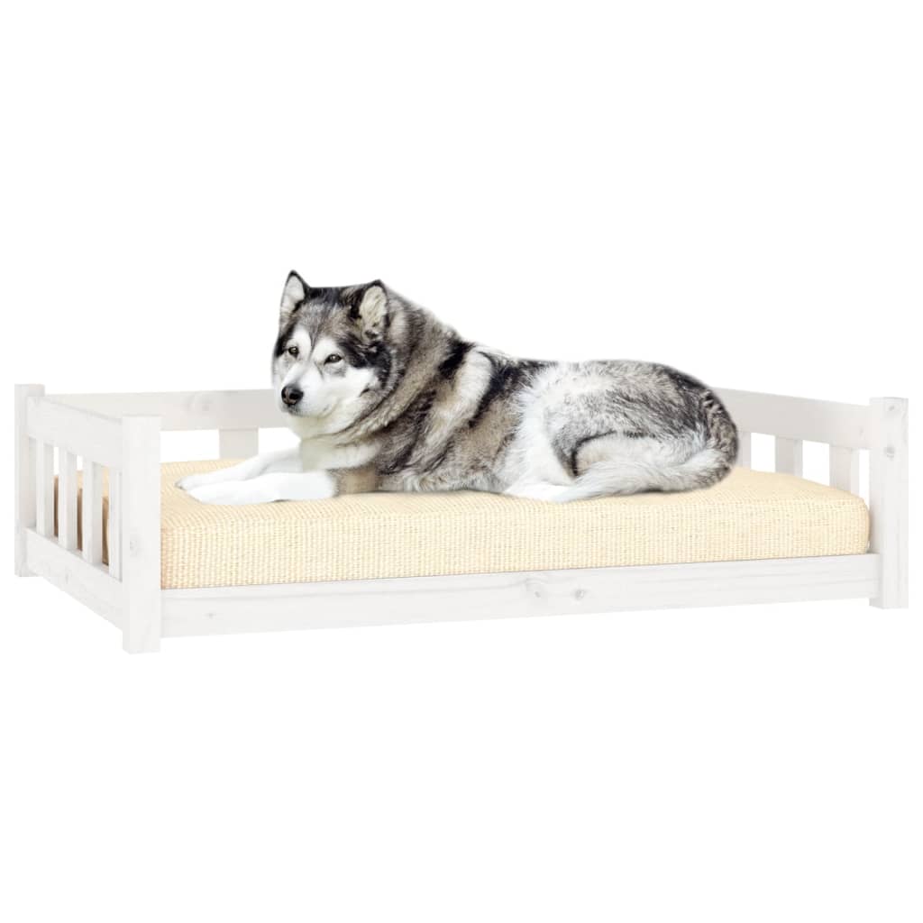 White dog bed 105.5x75.5x28 cm solid pine wood