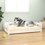 White dog bed 105.5x75.5x28 cm solid pine wood