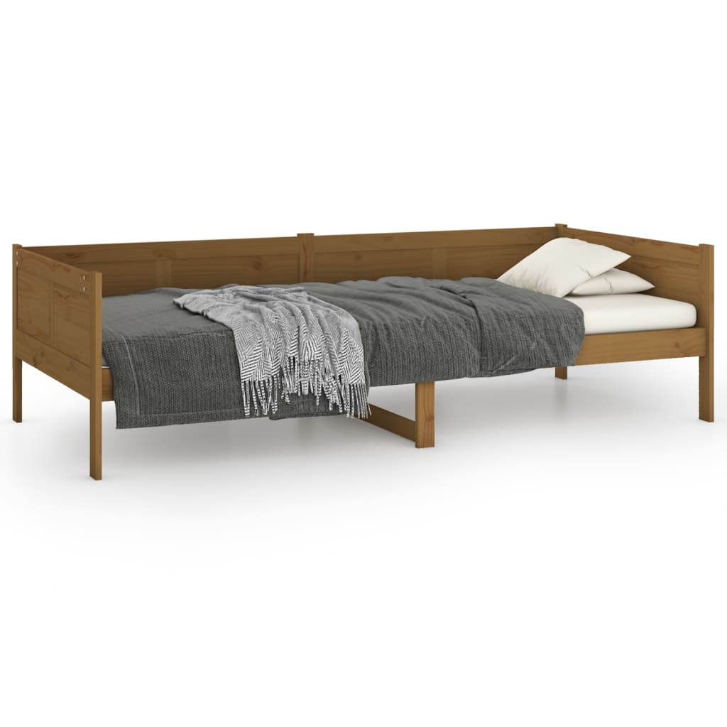 Lit de jour sans matelas marron miel bois pin massif 90x200 cm