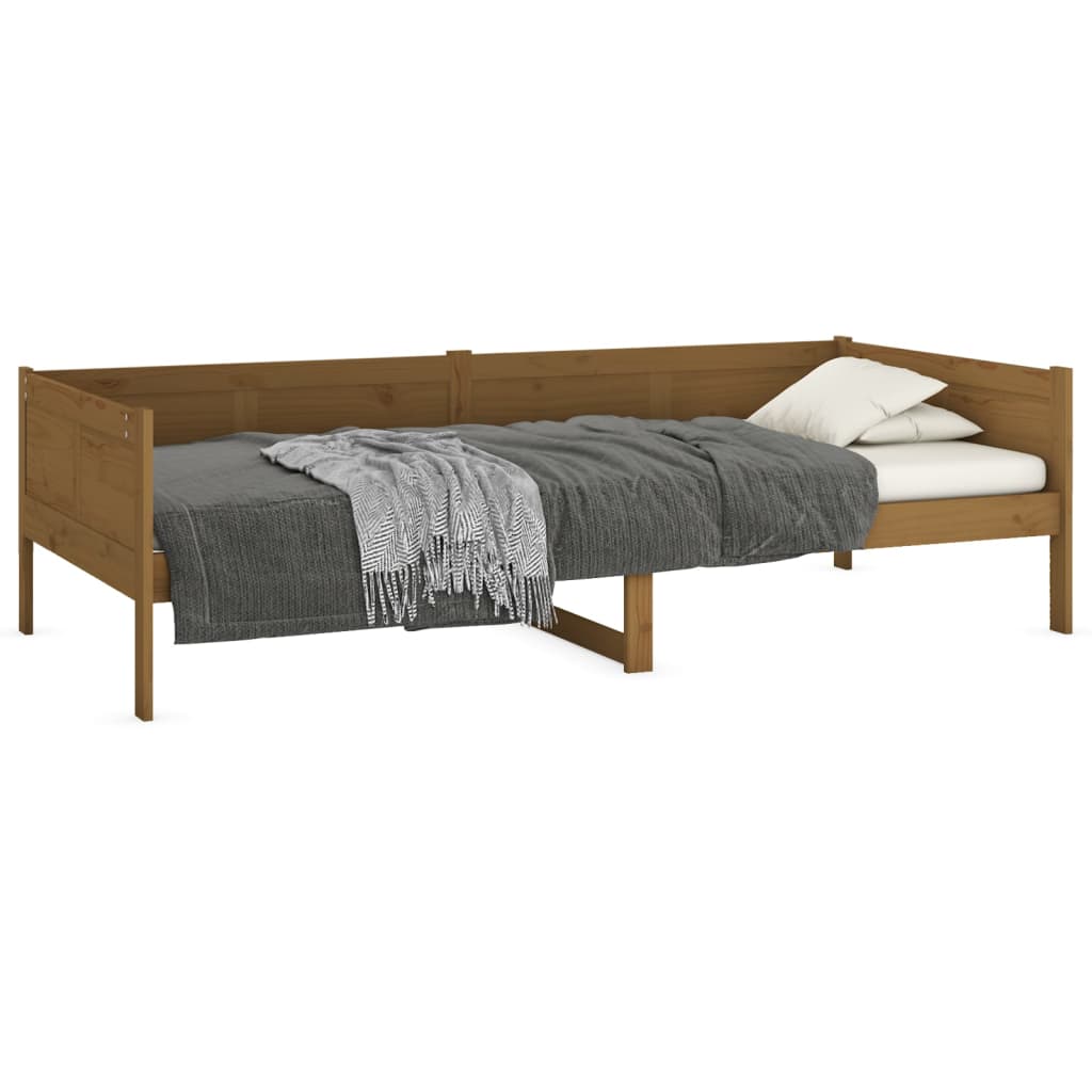 Lit de jour sans matelas marron miel bois pin massif 90x200 cm