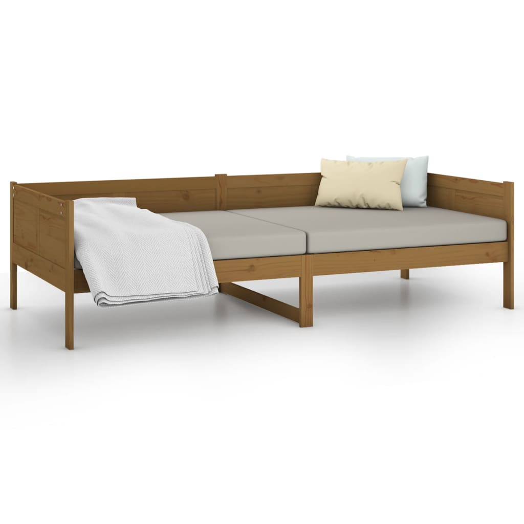 Lit de jour sans matelas marron miel bois pin massif 90x200 cm