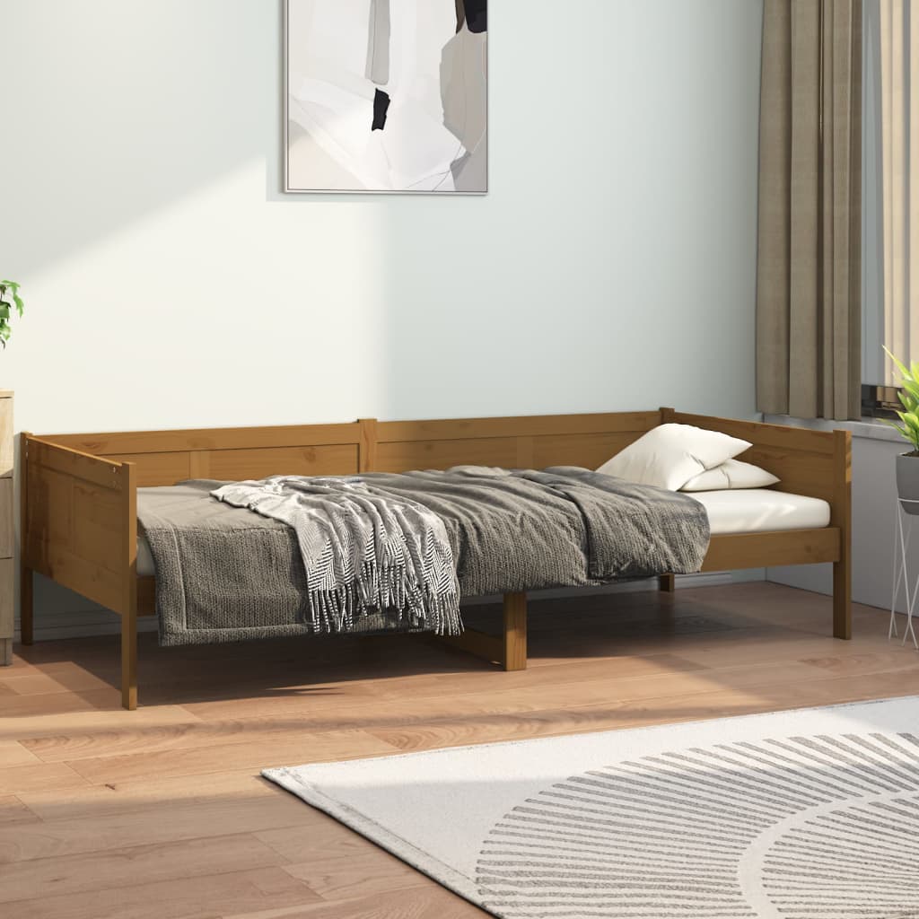 Lit de jour sans matelas marron miel bois pin massif 90x200 cm