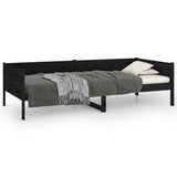 Lit de jour sans matelas noir bois de pin massif 80x200 cm