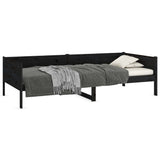 Lit de jour sans matelas noir bois de pin massif 80x200 cm