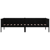 Lit de jour sans matelas noir bois de pin massif 80x200 cm