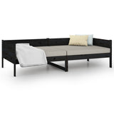 Lit de jour sans matelas noir bois de pin massif 80x200 cm