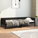 Lit de jour sans matelas noir bois de pin massif 80x200 cm