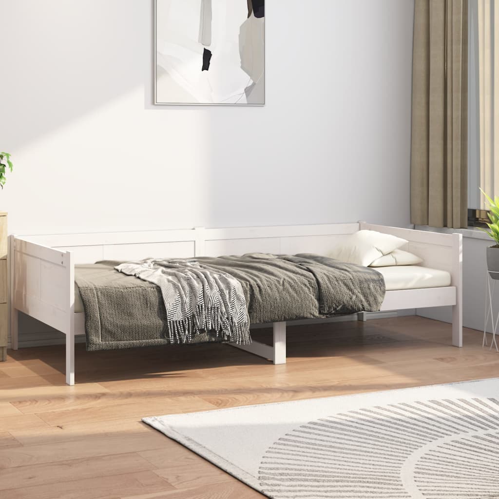 Lit de jour sans matelas blanc bois de pin massif 90x190 cm