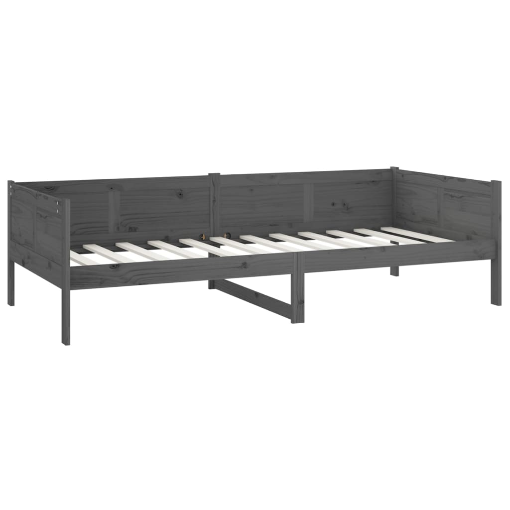 Lit de jour sans matelas gris bois de pin massif 90x190 cm