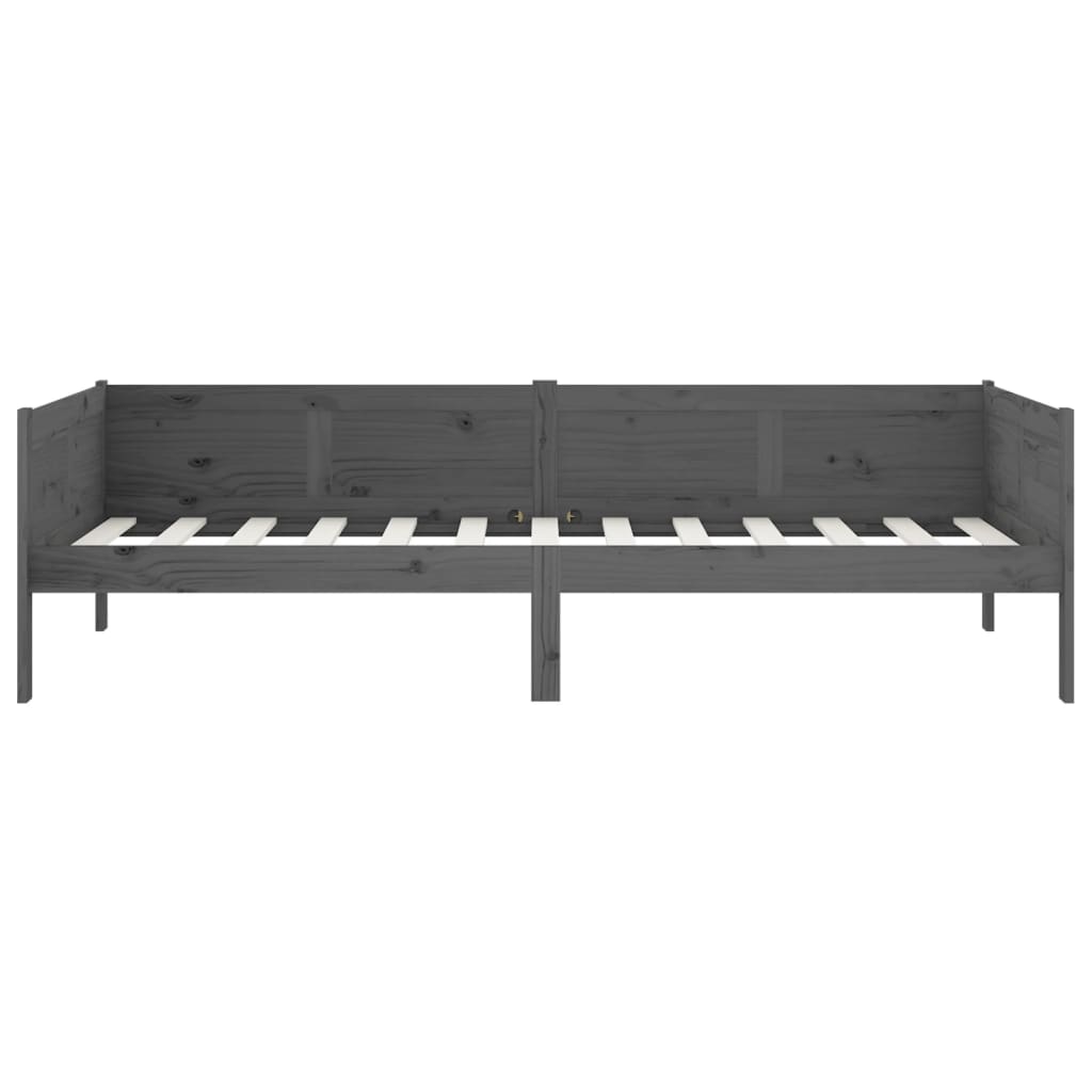 Lit de jour sans matelas gris bois de pin massif 90x190 cm