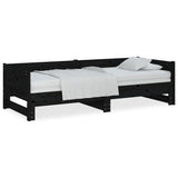 Lit coulissant sans matelas noir 2x(90x200) cm