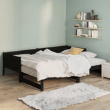 Lit coulissant sans matelas noir 2x(90x200) cm