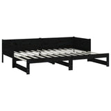 Lit coulissant sans matelas noir 2x(90x200) cm