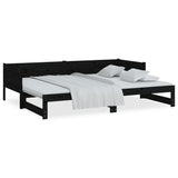 Lit coulissant sans matelas noir 2x(80x200)cm