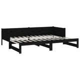 Lit coulissant sans matelas noir 2x(80x200)cm