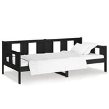 Lit de jour sans matelas noir bois de pin massif 90x200 cm