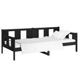 Lit de jour sans matelas noir bois de pin massif 90x200 cm