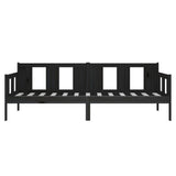 Lit de jour sans matelas noir bois de pin massif 90x200 cm