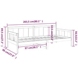 Lit de jour sans matelas noir bois de pin massif 90x200 cm