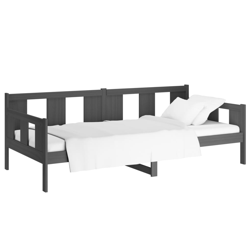 Lit de jour sans matelas gris bois de pin massif 80x200 cm