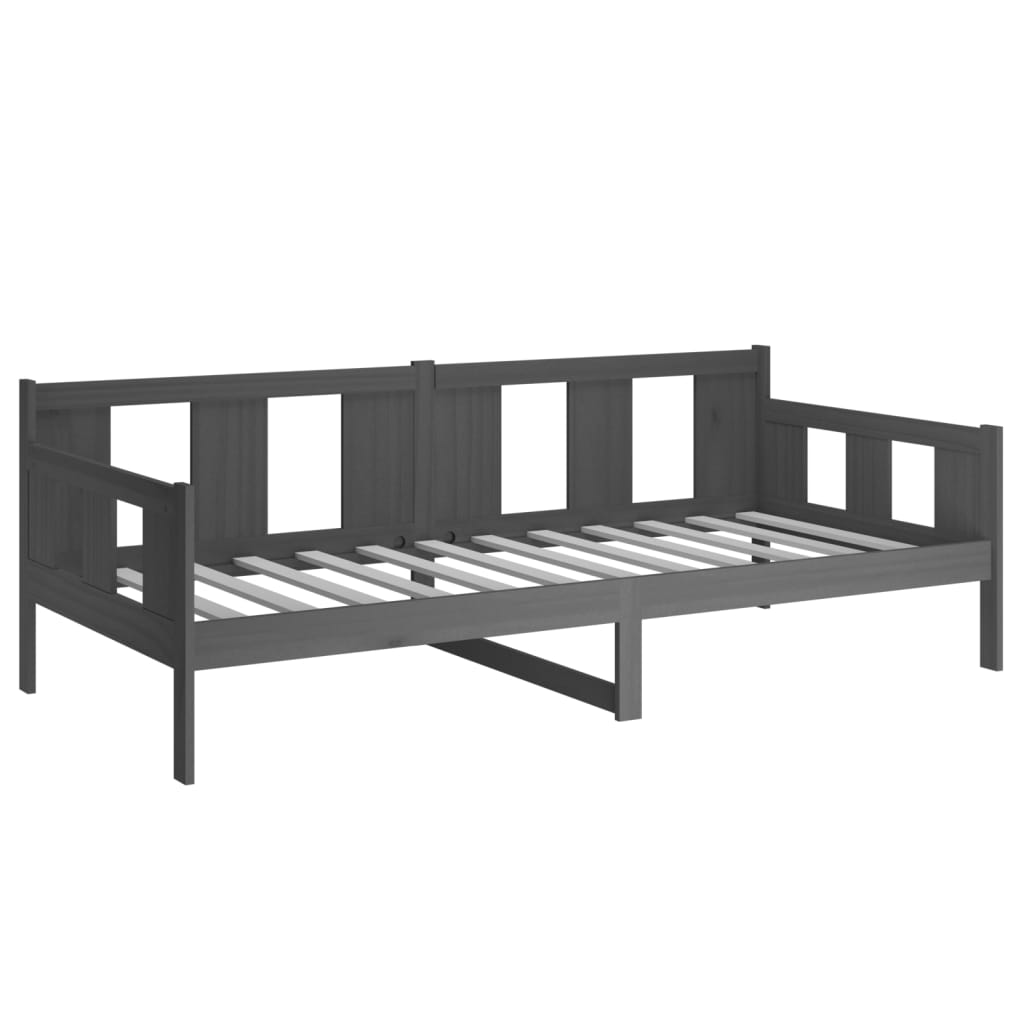 Lit de jour sans matelas gris bois de pin massif 80x200 cm